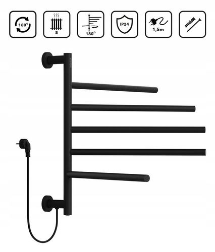 Grzejnik łazienkowy elektryczny EBERG ruchome ramiona 80W ścienny na Arena.pl