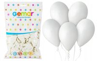 BALONY LATEKSOWE 30 CM 12 CALI - PASTELOWE BIAŁE G110 - 100 SZTUK GEMAR