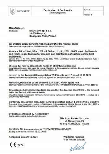 VELODES SILK 500ml Płyn Dezynfekcja Rąk na Arena.pl