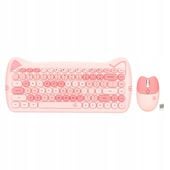 BEZPRZEWODOWY ZESTAW KLAWIATURA MEMBRANOWA Z MYSZKĄ 2.4G KOTA RÓŻOWY