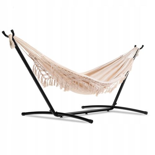 Hamak ogrodowy brazylijski z frędzlami boho Bari z regulowanym stelażem na Arena.pl