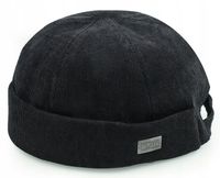 Czapka dokerka bez daszka sztruksowa czarna