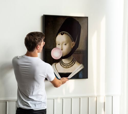 Plakat portret z balonem pop art 61x91 cm w czarnej ramie na Arena.pl