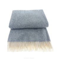 Koc wełniany z frędzlami 150x200 DIAGONAL wełna nowozelandzka popiel