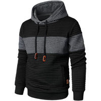 Męska Bluza z Kapturem Waflowana Regular Fit Sportowa Casual Czarna M
