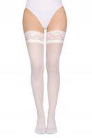 POŃCZOCHY SAMONOŚNE NYLONOWE KORONKOWE SEXY BIAŁE