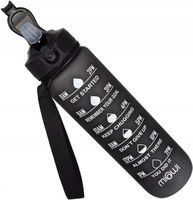 Bidon Butelka ze słomką motywacyjna Miowi 1 l Czarna