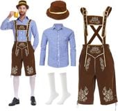 Strój Bawarski Męski Komplet Tradycyjny Oktoberfest 4 Elementy Brązowy L