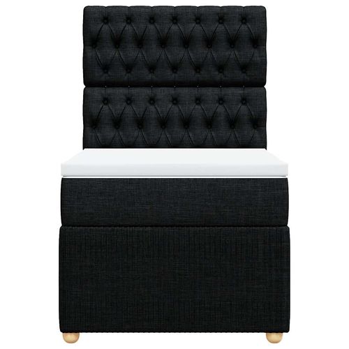 Łóżko kontynentalne z materacem, czarne, tkanina, 80x200 cm na Arena.pl