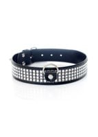 fetish b   series collar with crystals 3 cm silver