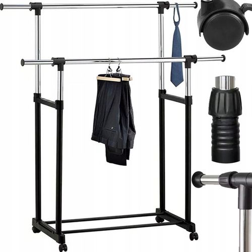PODWÓJNY WIESZAK METALOWY TELESKOPOWY REGULOWANY SZAFA NA UBRANIA na Arena.pl
