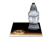 SZKLANA PODSTAWKA POD ZNICZE Z DEDYKACJĄ 35x35cm 553g Aniołek, czarne tło