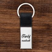 Brelok dwustronny prostokątny do kluczy z dowolnym nadrukiem - srebrny