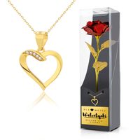 Wieczna róża i naszyjnik serce pozłacane + PUDEŁKO nadruk