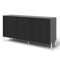 Komoda Ryflowana 3- Drzwiowa 3D 154 cm Czarna SALTO KM