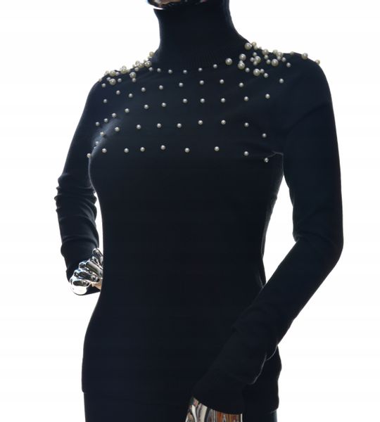 Damski golf sweter z golfem perełkami perełki UNI zdjęcie 2