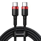 nylonowy mocny kabel przewód usb-c pd 100w 20v 5a 2m czarny
