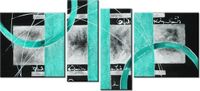 120CM 55 OBRAZ 4 ELEM TURKUSOWA ABSTRAKCJA ŚCIENNY