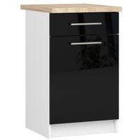 SZAFKA KUCHENNA OLIWIA 50 cm SZ1 + BLAT BIAŁA / CZARNY POŁYSK
