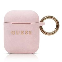 guess guaccsilgllp airpods 1/2 coverjasnoróżowy/pink silicone glitter