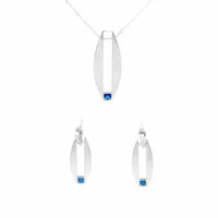 Klasyczny komplet z szafirowymi cyrkoniami srebro