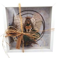 Aniołek Makrama w Ramce z Szybką - Aniołek Ręcznie Wykonany