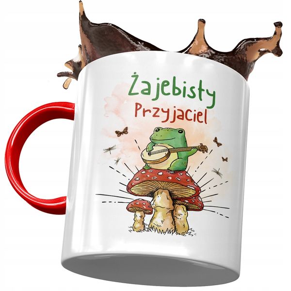 Kubek Czerwony Dla Przyjaciela Żajebisty Prezent Z Nadrukiem Ze Zdjęciem zdjęcie 1