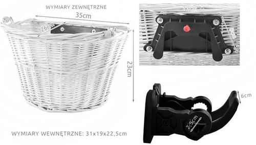 KOSZYK WIKLINOWY NA ROWER ZAKUPY ODPINANY + WKŁAD na Arena.pl