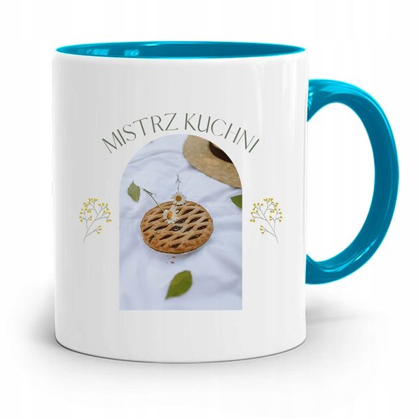 Kubek Błękitny Prezent Dla Kucharza Mistrz Kuchni Z Nadrukiem Ze Zdjęciem zdjęcie 1