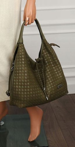 Torebka damska worek na ramię A4 elegancka pleciona pojemna CC6592 Zielona na Arena.pl