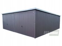 GARAŻ BLASZANY 6m x 7m spad w tył pion 2x brama uchylna - brąz BOX3 6x7