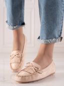 damskie mokasyny z kokardą beżowe Rozmiar: - 36