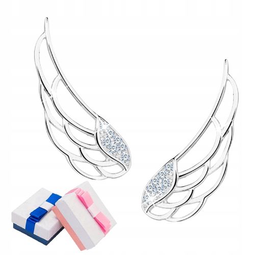 KOLCZYKI SREBRNE NAUSZNICE SKRZYDŁA RODOWANE KOLCZYKI SREBRO PRÓBA 925 na Arena.pl