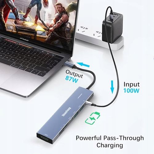ShanFeng Hub USB C 4K 60 Hz, 7 w 1 adapter z HDMI, 100 W PD, 10 Gbps na Arena.pl
