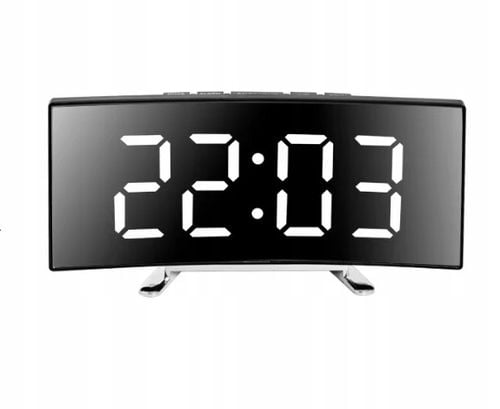 BUDZIK ZEGAR ELEKTRONICZNY DUŻY WYŚWIETLACZ LUSTRO LED TERMOMETR DATA na Arena.pl
