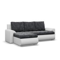 Narożnik, lewy, Bosco, ekoskóra, 230x159x89 cm, szary, biały | TYLETEGOTU