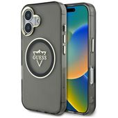 Etui Guess IML Metal Mountain Logo MagSafe do iPhone 16 czarny