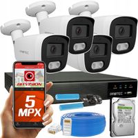 CYFROWY MONITORING 4 KAMERY TUBOWE IP 5MPX POE ZEWNĘTRZNE PODGLĄD ONLINE