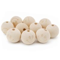 Drewniane koraliki KULA z uśmiechniętą buzią 20mm surowe 10szt.