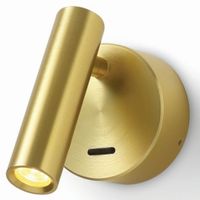 Natynkowa lampa ścienna Kent 633001205 Elkim LED 3W 4000K z włącznikiem złota