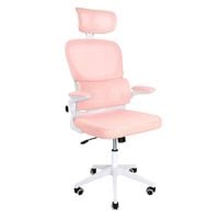 Różowe Krzesło Obrotowe do Biurka – Ergonomiczny Fotel Biurowo-Gamingowy L069P-W różowe, biała podstawa