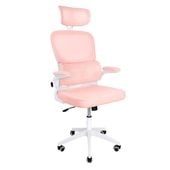 Różowe Krzesło Obrotowe do Biurka – Ergonomiczny Fotel Biurowo-Gamingowy L069P-W różowe, biała podstawa
