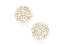 ZŁOCONE KOLCZYKI CELEBRYTKI KÓŁKA KWIATY CYRKONIE