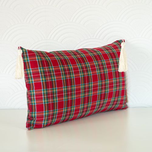 Poszewka Świąteczna KRATA CZERWONA Boże Narodzenie Chwosty 40x40cm na Arena.pl