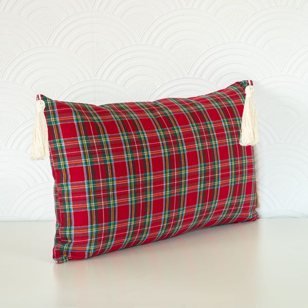 Poszewka Świąteczna KRATA CZERWONA Boże Narodzenie Chwosty 40x40cm zdjęcie 4