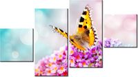 90CM 160 OBRAZ 4 ELEM MOTYL KWIATKACH ŚCIENNY