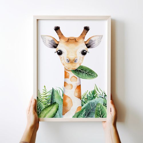 Plakat żyrafa w liściach plakaty dla dziecka 70x100 cm na Arena.pl