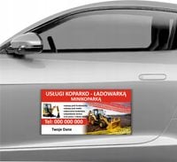 MAGNES NA SAMOCHÓD MAGNETYCZNA REKLAMA 60X30 cm USŁUGI KOPARKO ŁADOWARKĄ
