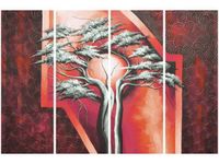 120CM 80 OBRAZ 4 ELEM SZKARŁATNE DRZEWO ŚCIENNY