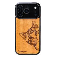 drewniane etui bewood do iphone 17 pro cat lover merbau